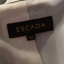 Escada Grey Houndstooth Wool Asymmetric Bibi Jacket L