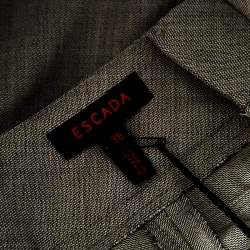 Pre Owned Escada Grey Stretch Wool Slit Detail Tapered Trousers M