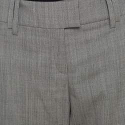 Pre Owned Escada Grey Stretch Wool Slit Detail Tapered Trousers M