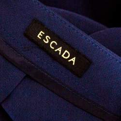 Escada Saphire Blue Wool Crepe High Waist Tovah Trousers S