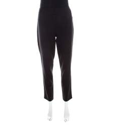 Pre Owned Escada Black Stretch Wool Blend High Waist Tina Trousers M