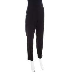 Pre Owned Escada Black Stretch Wool Blend High Waist Tina Trousers M