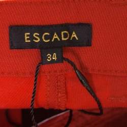 Pre Owned Escada Garnet Red Stretch Denim Teresa Straight Leg Jeans S
