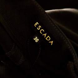 Escada Forest Green Wool Crepe Pintuck Detail High Waist Tesli Trousers M  