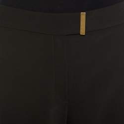 Escada Forest Green Wool Crepe Pintuck Detail High Waist Tesli Trousers M  