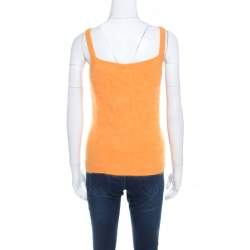 Pre Owned Escada Yellow Angora Rib Knit Silk Lined Fuzzy Tank Top L