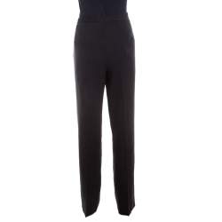 Escada Black Wool Crepe High Waist Tovah Trousers M