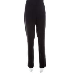 Escada Black Wool Crepe High Waist Tovah Trousers M