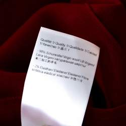 Escada Ruby Red Wool Crepe High Waist Tovah Trousers M