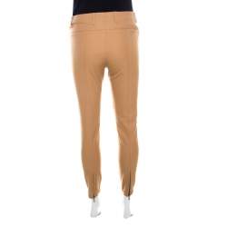 Pre Owned Escada Brass Brown Stretch Denim Zip Detail Tualea Skinny Jeans S