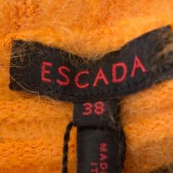 Escada Mustard Yellow Angora Rib Knit Fuzzy Bolero M