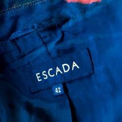 Escada Multicolor Fantasy Print Cotton Blend Single Button Buella Blazer L
