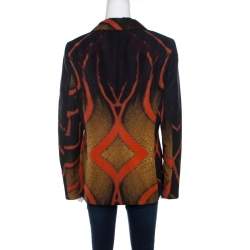 Escada Multicolor Fantasy Print Cotton Blend Single Button Buella Blazer L