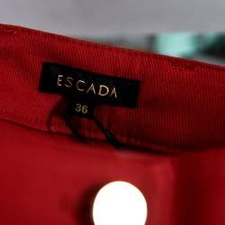 Pre Owned Escada Garnet Red Stretch Denim Teresa Straight Leg Jeans M