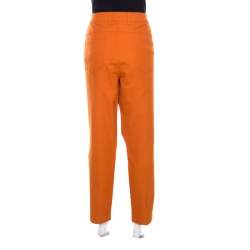 Pre Owned Escada Amber Orange Stretch Denim Teresa Straight Leg Jeans XL