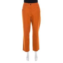 Pre Owned Escada Amber Orange Stretch Denim Teresa Straight Leg Jeans XL