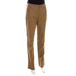 Pre Owned Escada Antique Golden Brown Stretch Denim High Rise Straight Leg Tessa Jeans M