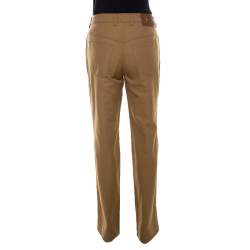 Pre Owned Escada Antique Golden Brown Stretch Denim High Rise Straight Leg Tessa Jeans M