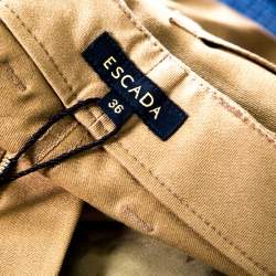 Pre Owned Escada Antique Golden Brown Stretch Denim High Rise Straight Leg Tessa Jeans M