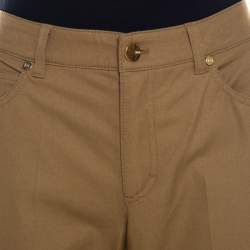 Pre Owned Escada Antique Golden Brown Stretch Denim High Rise Straight Leg Tessa Jeans M