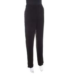 Escada Black Wool Crepe High Waist Tovah Trousers M