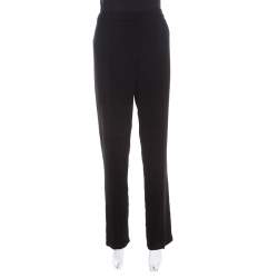 Escada Black Wool Crepe High Waist Tovah Trousers M