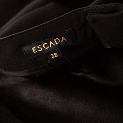 Escada Black Wool Crepe High Waist Tovah Trousers M