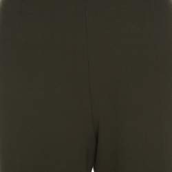 Pre Owned Escada Military Green Wool Crepe High Waist Wide Leg Pants M