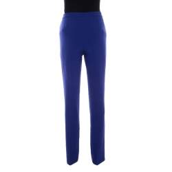 Escada Bluebell Blue Crepe High Waist Tovah Trousers M