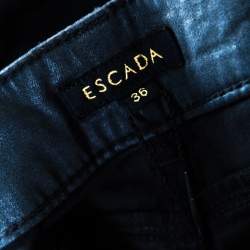 Pre Owned Escada Grey Coated Stretch Denim Straight Leg Jeans M