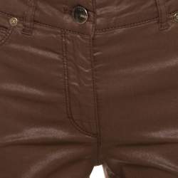 Pre Owned Escada Brown Coated Stretch Denim Straight Leg Jeans S