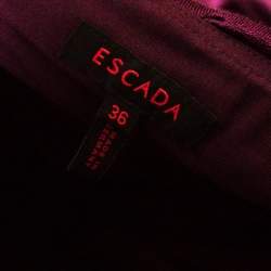 مملوكة مسبقًا Escada Aubergine Draped Bodice Detail Asymmetric Sleeve Corsagenkleid Sheath Dress M