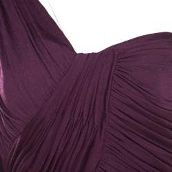 مملوكة مسبقًا Escada Aubergine Draped Bodice Detail Asymmetric Sleeve Corsagenkleid Sheath Dress M