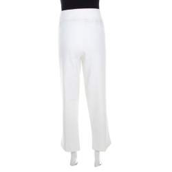Escada White Stretch Cotton Embellished Waist Detail Cropped Tonikka Pants XL