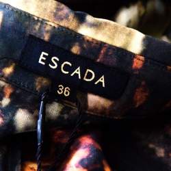 Escada Multicolor Fantasy Print Silk Wrap Bodice Davanee Shirt Dress M