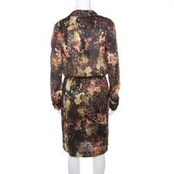 Escada Multicolor Fantasy Print Silk Wrap Bodice Davanee Shirt Dress M