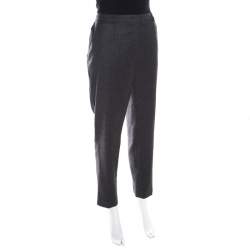 Escada Anthracite Grey Wool and Cashmere Tapered Tellis Trousers M