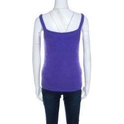 Escada Purple Angora Rib Knit Silk Lined Fuzzy Tank Top M