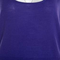 Pre Owned Escada Purple Rib Knit Wool Scoop Neck Tank Top L
