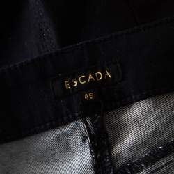 Pre Owned Escada Navy Blue Glitter Denim High Rise Straight Leg Jeans XL