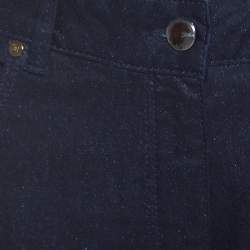 Pre Owned Escada Navy Blue Glitter Denim High Rise Straight Leg Jeans XL
