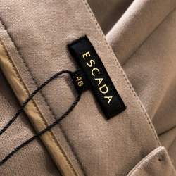 Pre Owned Escada Pampas Brown Stretch Cotton Embellished Waist Detail Cropped Tonikka Pants XL