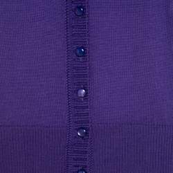 Escada Purple Mohair Wool Ruffle Tiered Detail Button Front Cardigan L