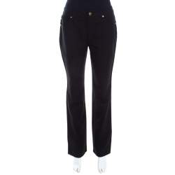 Pre Owned Escada Black Stretch Denim High Rise Straight Leg Tessa Jeans M