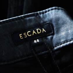 Pre Owned Escada Grey Coated Stretch Denim Straight Leg Jeans M