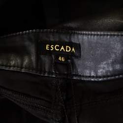 Pre Owned Escada Grey Coated Stretch Denim Straight Leg Jeans XL