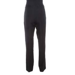 Escada Black Wool High Waist Tailored Trousers M