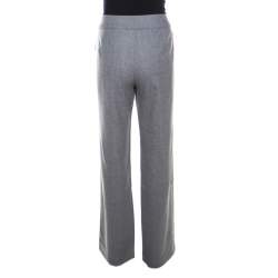 Pre Owned Escada Grey Melange Wool High Waist Tailored Trousers M