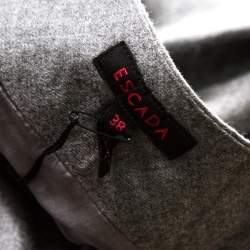 Pre Owned Escada Grey Melange Wool High Waist Tailored Trousers M