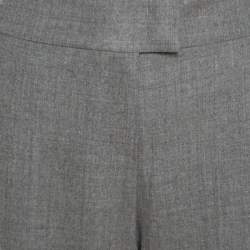 Pre Owned Escada Grey Melange Wool High Waist Tailored Trousers M